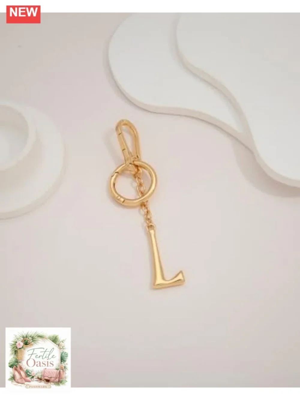 Gold Initial Keychain for Women Cute Bubble Letter Charm Personalized Gift